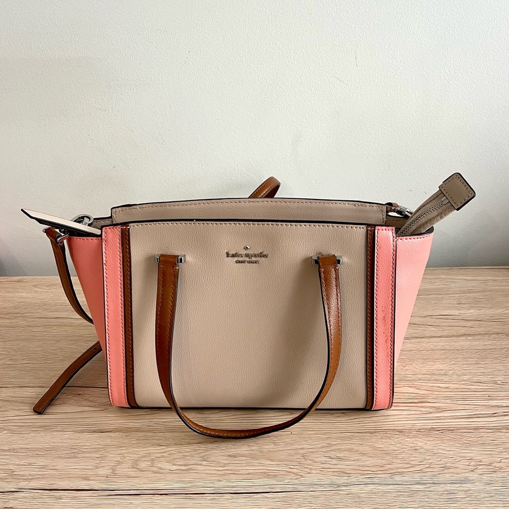 Taupe & salmon pink Kate spade Patterson Drive Geraldine crossbody